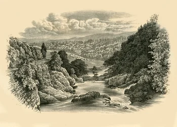 Cena do rio em Pont-Y-Cyffing, c1890.