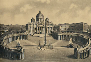 Roma - Basílica e Praça de São Pedro. Palácio do Vaticano, 1910