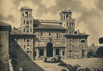 Roma - Fachada interior da Academia Nacional Francesa de Belas-Artes, anteriormente Villa Médici, 1910