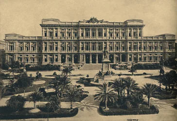 Roma - Prati di Castello. Novos tribunais de Calderini e estátua de Cavour, 1910