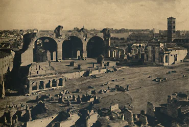 Roma - Fórum Romano - Basílica de Maxêncio e Igreja de S. Francesca Romana, 1910