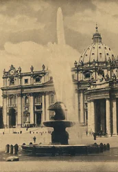 Roma - Praça de São Pedro. Fonte e fachada de Carlo Maderno. Cúpula de Michelangelo, 1910