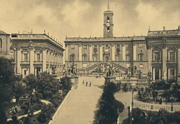 Roma - O Capitólio: no centro Palácio dos Senadores agora Prefeitura, 1910.