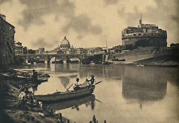 Roma - O Tibre - Castelo e Ponte de S. Angelo. Cúpula de São Petersburgo, 1910