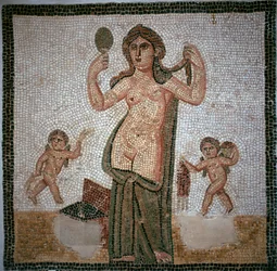 Mosaico romano mostrando a toilette de Vênus, século III