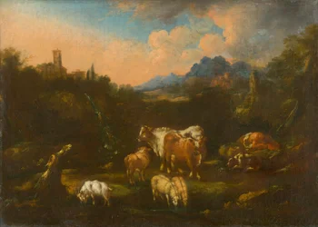 Paisagem romântica com rebanho
