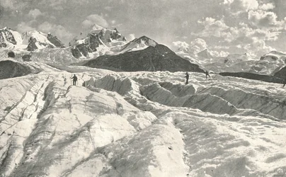 Geleira de Roseg perto de Pontresina, Engadine, Suíça, 1895.
