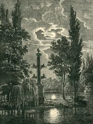 Coluna rostral nos jardins do Château de Méréville, Essonne, França, 1903.