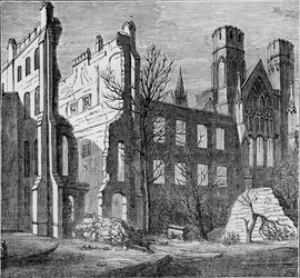 Ruínas das Casas do Parlamento, após o incêndio em 1834, c1850s.
