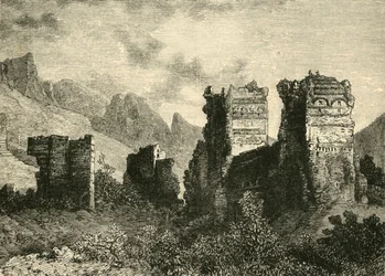 Ruínas das antigas muralhas da cidade, Antioquia, 1890.