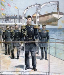 Almirante russo Avellan a bordo do cruzador Imperador Nicolau I, 1893
