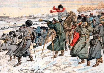 General russo Kouropatkine dando ordem para recuar, Guerra Russo-Japonesa, 1904
