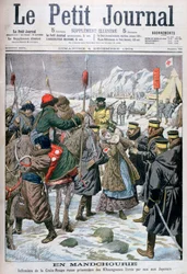 Enfermeira russa feita prisioneira pelos manchus sendo entregue aos japoneses, Manchuria, 1904