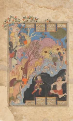 Rustam Slays the White Div, Folio from a Shahnama Book of Kings, 1560-80.