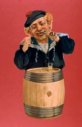 Marinheiro, fumando um cachimbo e bebendo rum, 1900