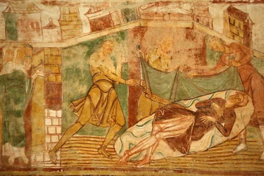 Saint-Savin sur Gartempes abadia da igreja Nave pintura abóbada: Cena do Antigo Testamento envolvendo Noah Saint-Savin França