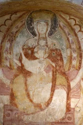 Igreja da abadia de Saint-Savin sur Gartempes Pintura da varanda ocidental : Virgem e criança Saint-Savin França