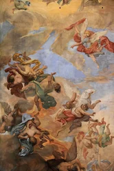 Santo Ambrósio e teto da basílica de São Carlos, Roma, Itália