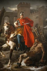 Pintura da catedral de Saint-Gatien (Saint-Gatien): São Martinho partilhando o seu manto, Tours, França