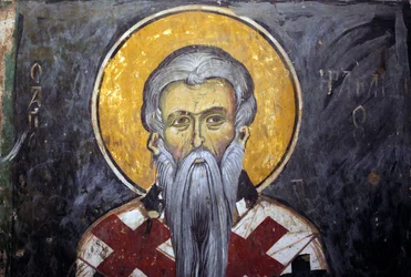 Santo Iraklion (Heraklion) Afresco bizantino do mosteiro de Agios Ioannis Lampadistis, São João Lampadistis Chipre século XI Igrejas pintadas UNESCO site Troodos, Chipre