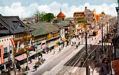 Rua Sakaemachi, Nagoya, Japão, século XX