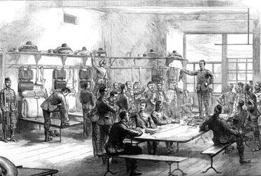 Venda de um kit de desertores no quartel, 1875