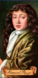 Samuel Pepys, tirado de uma série de cartões de cigarro, 1935