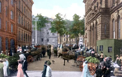 Mercado da manhã de sábado, Halifax, Nova Escócia, Canadá, c1900s