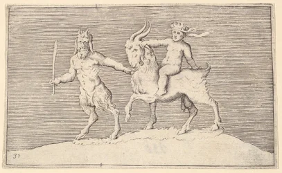 Satyr Leading Goat, do qual um bebê monta, publicado ca. 1599-1622.