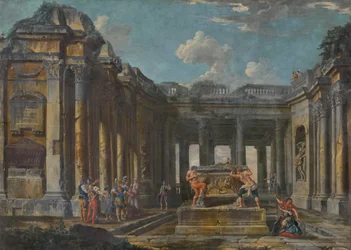 Cena da história romana em ruínas antigas