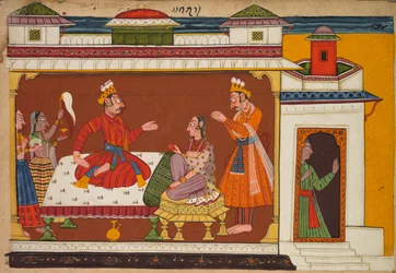 Cena da história de Shangri Ramayana ou Rama, 1690-1710.