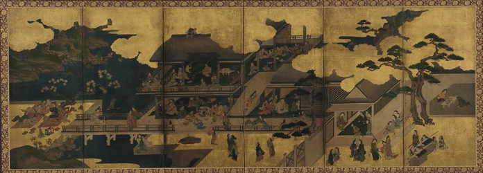 Cena de festa em bordel, período Edo, final do século XVII.