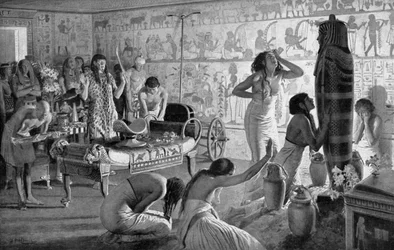 Cena de luto no templo funerário de Tutankhamon, Egito, 1325 aC 1933-1934