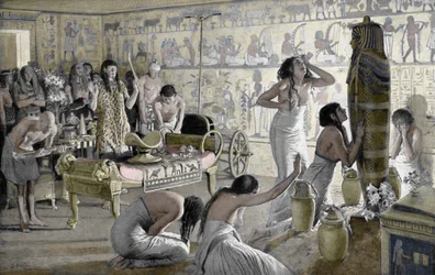 Cena de luto no templo funerário de Tutankhamon, Egito, 1325 aC 1933-1934