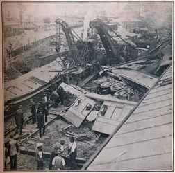 Cena do terrível desastre ferroviário em Salisbury, 1906
