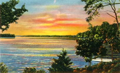 Cena no lago Catawba, perto de Charlotte, NC, 1942.