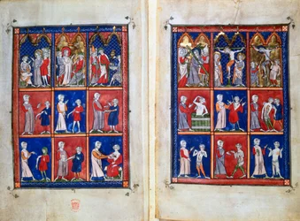 Cenas da vida de Cristo e médicos com pacientes, c1300