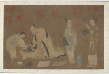 Estudioso e atendentes, dinastia Ming, 1368-1644.