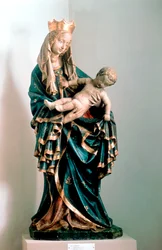 Schone Madonna, estátua pintada, da Pfarrkirche, Bad Aussee, Áustria