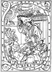 Estudante tendo conhecimento batido nele com a bétula, 1526