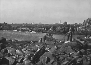 Ilhas Scilly - a enseada e o farol, St. Agnes, 1895