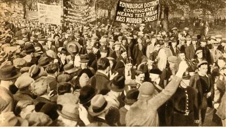 Manifestantes escoceses, protestos significa teste, Hyde Park, Londres, 1932, 1933.