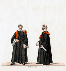 Escriba, figurino da peça de Shakespeares, Henrique VIII, século XIX