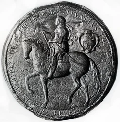 Selo do protetorado com Oliver Cromwell a cavalo, século XVII, 1899