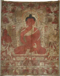 Amitabha sentado com atendentes, c. 1100s.