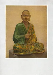 Figura assentada de uma dinastia Lohan - TAng, séculos 7 a 10 dC, 1936