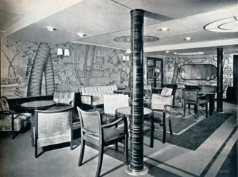 Quarto para fumantes de segunda classe a bordo de Victoria, 1931