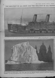 Diagrama secional do Titanic e iceberg, 20 de abril de 1912.