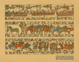 Seções da tapeçaria de Bayeux.