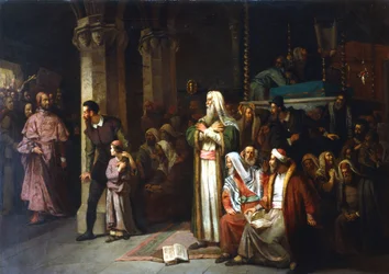 Serviço na Sinagoga durante a leitura da Torá, 1868